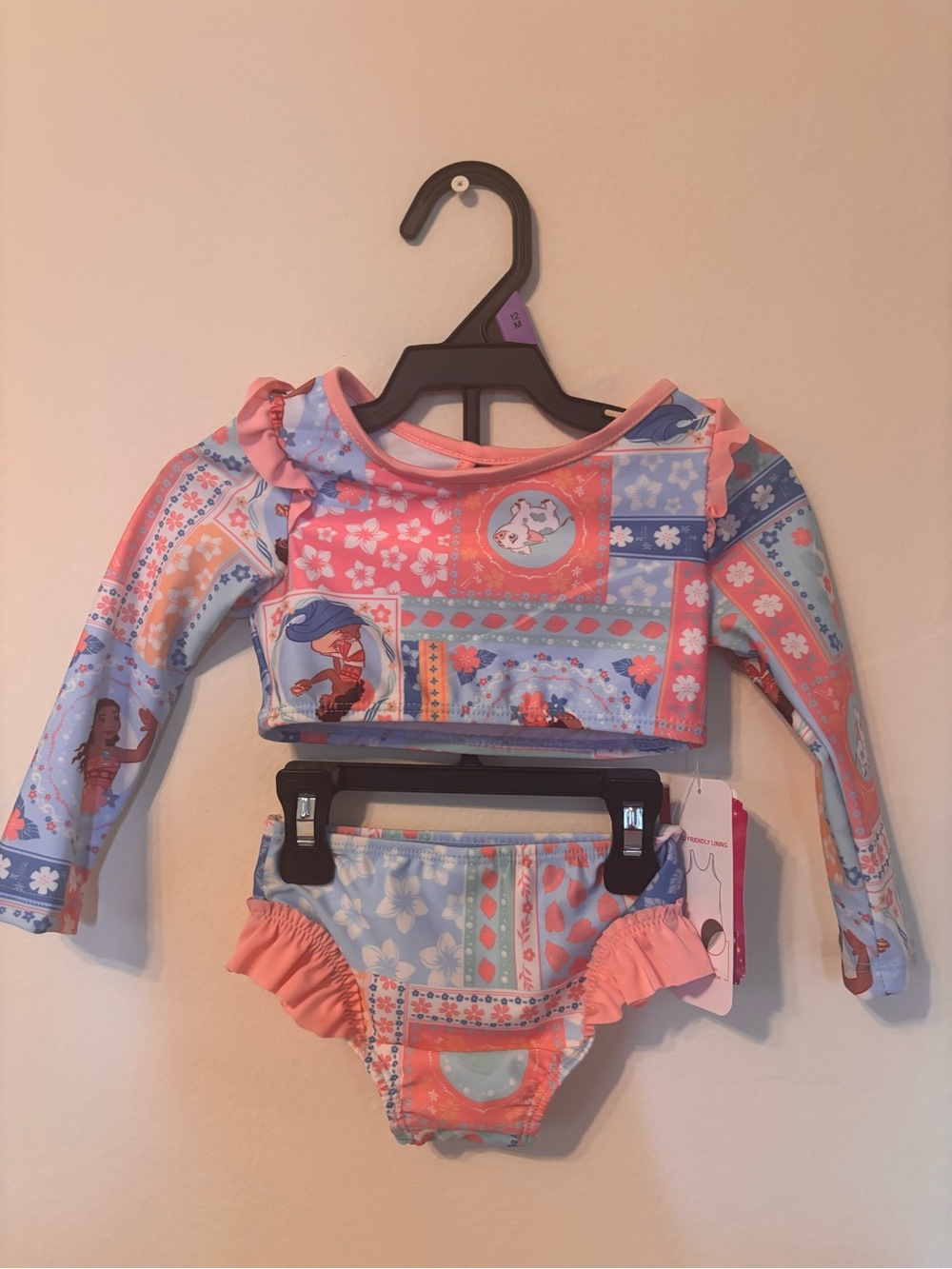 Disney Girls' Pink & Blue Two-Piece Rash Guard Bikini